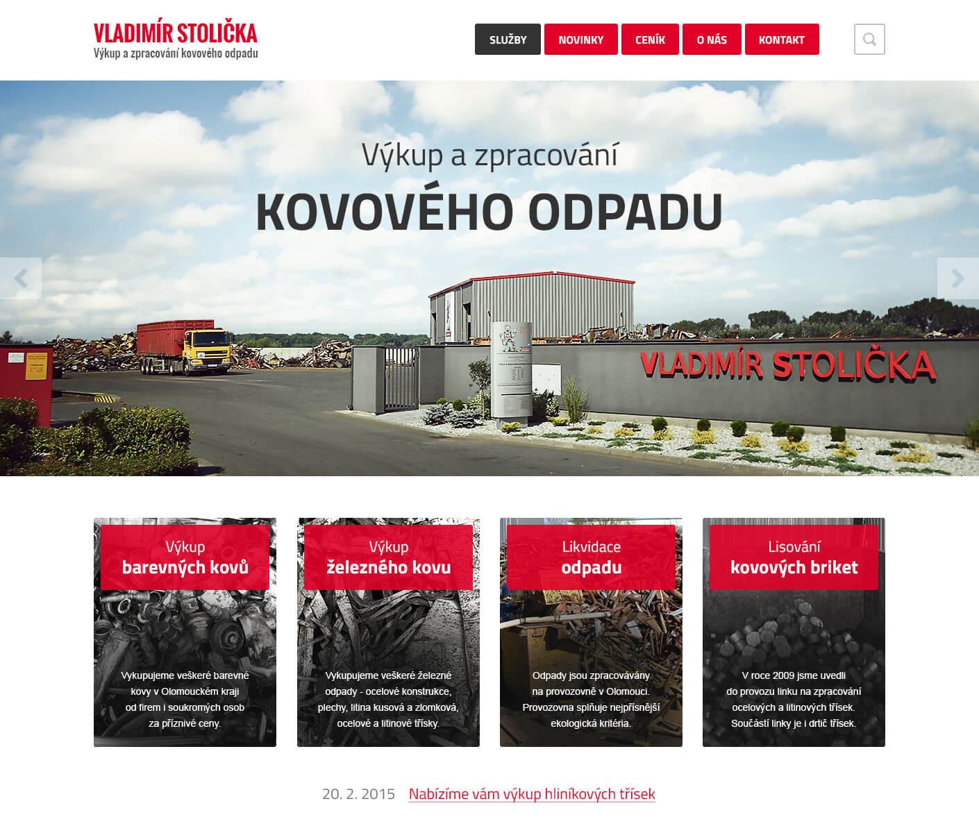 Nové webové stránky Kovošrot Olomouc